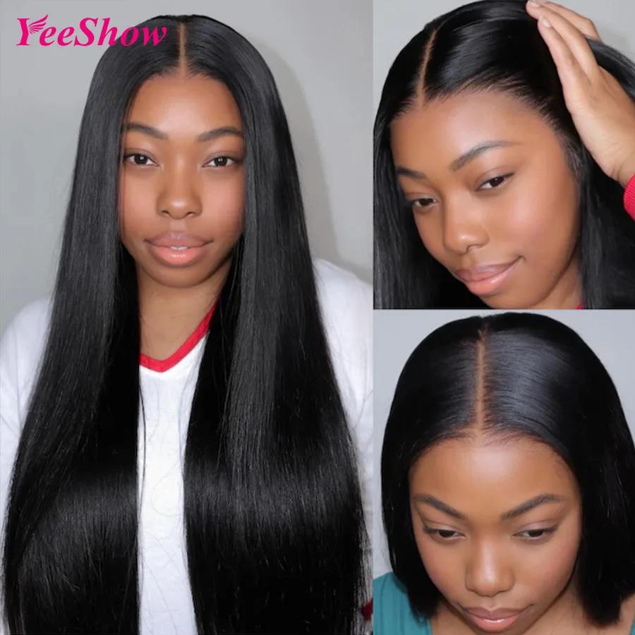 Hd Lace Frontal Wig 13x4 Silk Straight Transparent Lace Front Human Hair Wigs For Women 13x6 Straight Peruvian Human